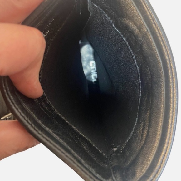 Black Leather Quilted Boots Mid Calf Minimalist Moto Style Back Zip 7.5 EUC - Picture 9 of 11